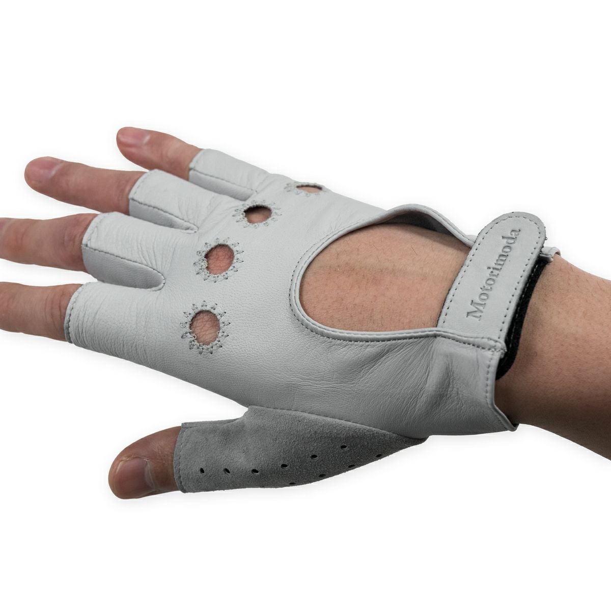 Motorimoda｜ドライビンググローブ T4｜ハーフ｜グレー｜モデル着用