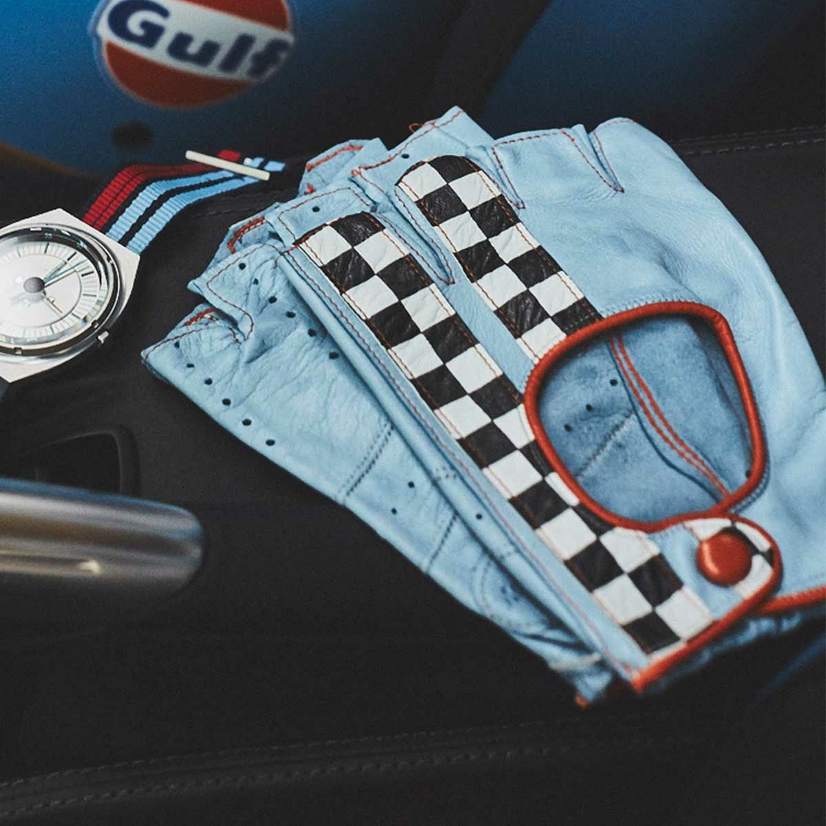 Motorimoda｜ナポリ ドライブ チェッカー｜ハーフ｜スカイ