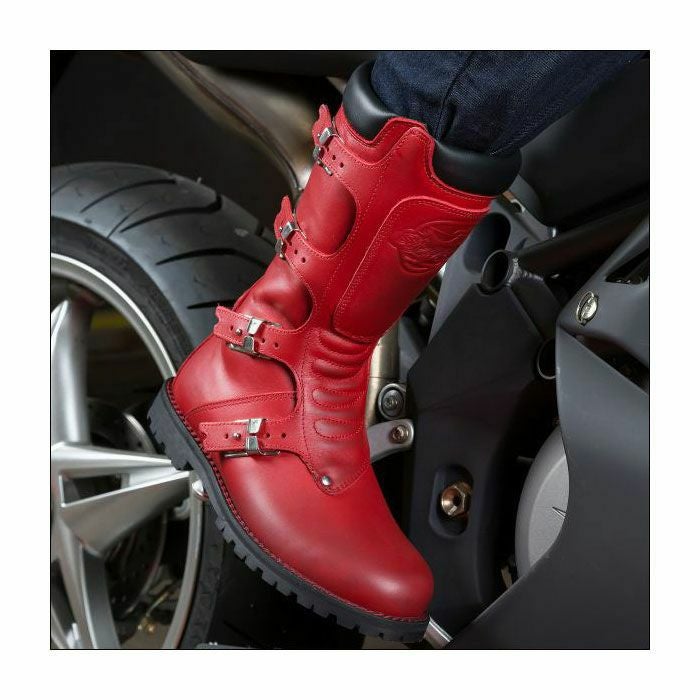 Stylmartin｜コンチネンタル｜ブーツタイプ｜レッド｜モデル着用