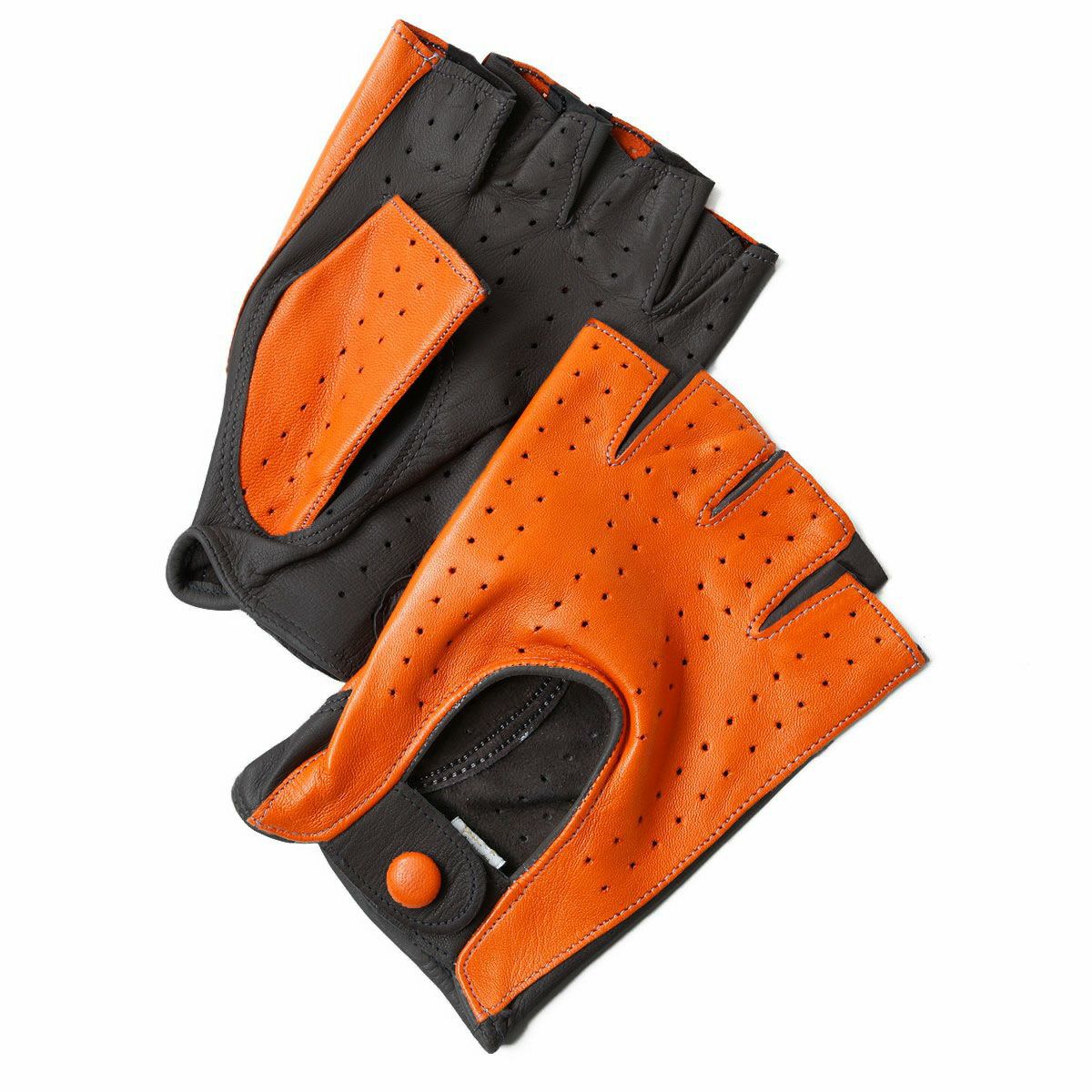 Motorimoda｜ビコローレ ドライビンググローブ｜ハーフ｜オレンジ×チャコールグレー