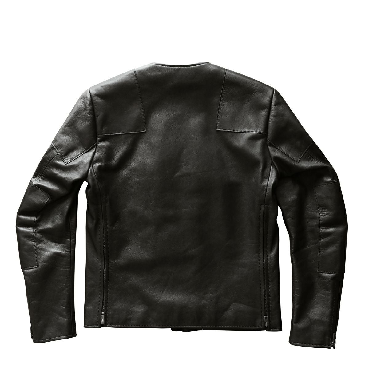 CRUFTER｜CR-MJ1N ノーカラー シングル ライダース｜レザー｜ブラック