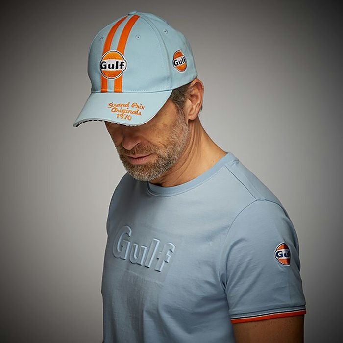 GULF｜GPO 1970 キャップ｜帽子｜ガルフブルー｜モデル着用