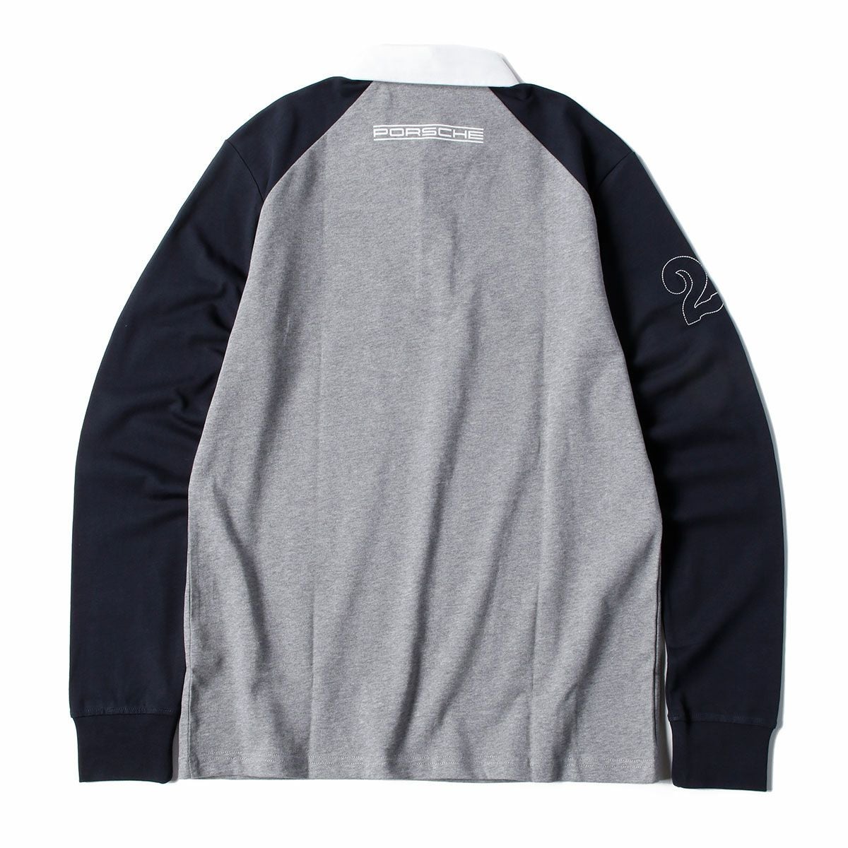PORSCHE MARTINI RACING｜ロングスリーブ ラガーポロ｜ポロシャツ｜グレー×ネイビー