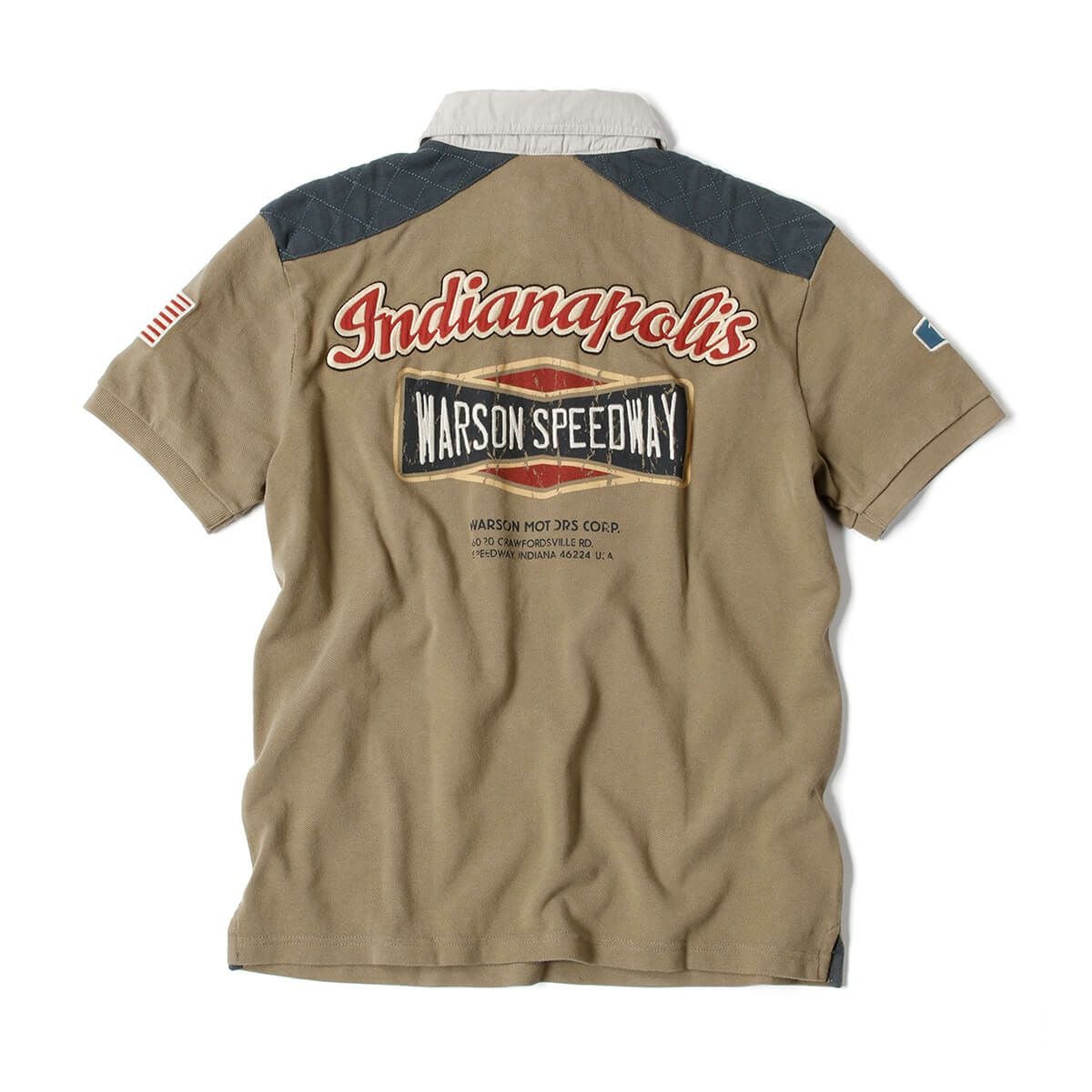 Warson Motors｜インディアナポリス スピードウェイ ポロシャツ｜ポロシャツ｜カーキ