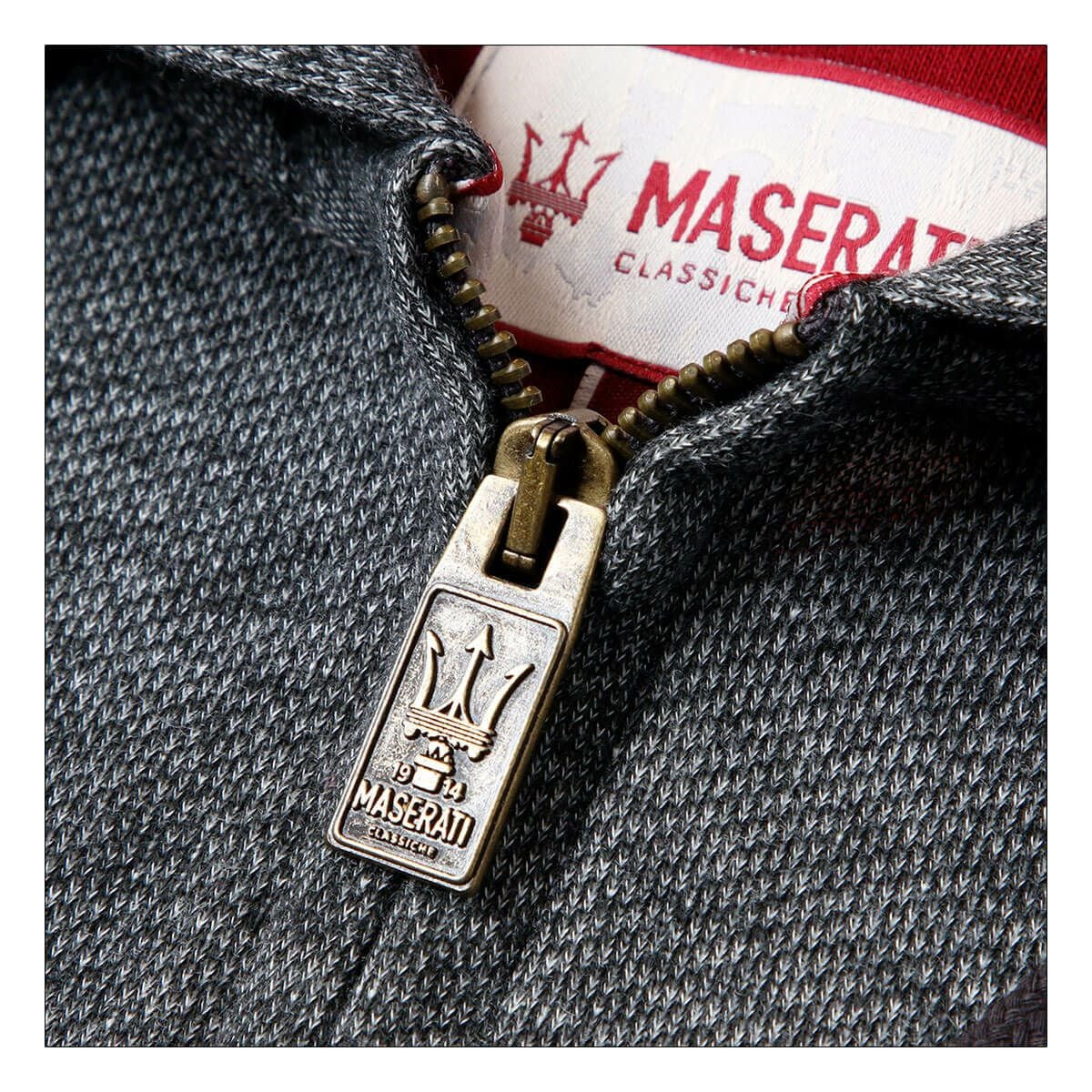 MASERATI｜マセラティ クラシケ メンズ ジップ付き フーディー｜グレー