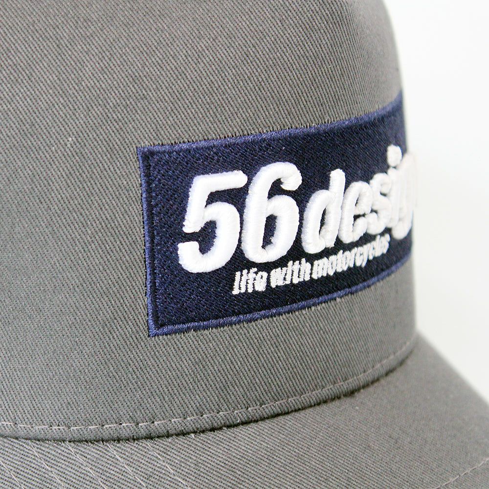 56design｜ボックス ロゴ キャップ｜帽子｜グレー×ネイビー