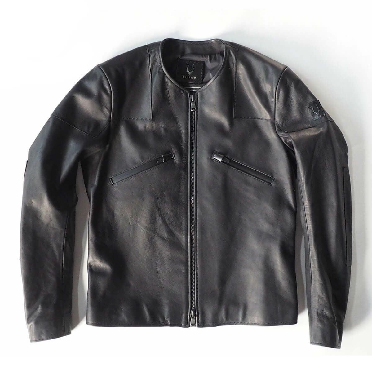 CRUFTER｜CR-MJR1 ノーカラー シングル ライダース｜レザー