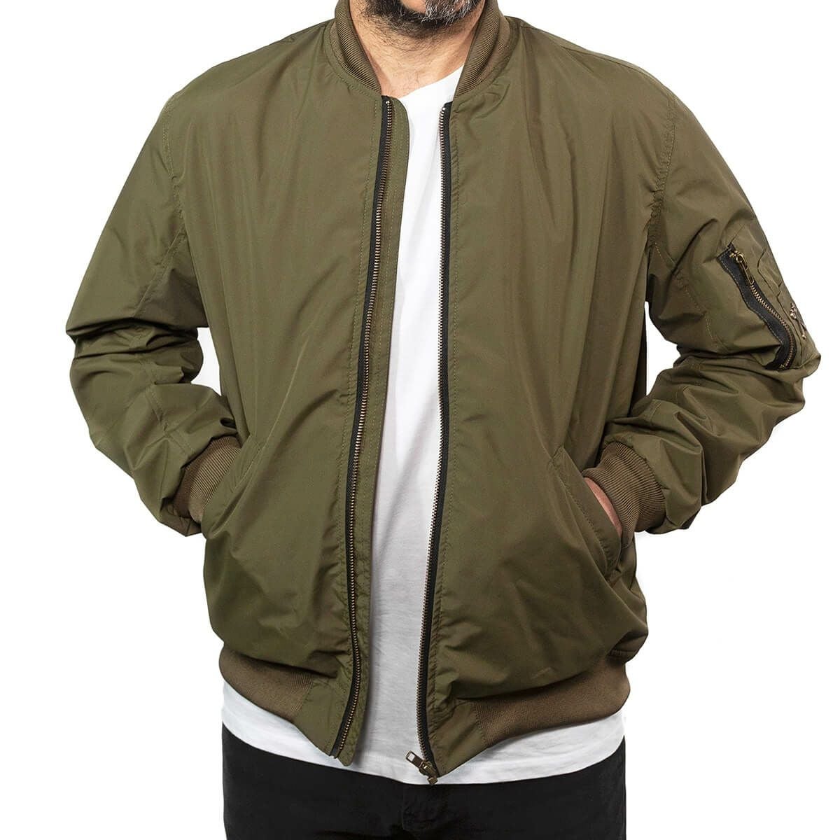 John Doe｜XTM フライトジャケット｜ファブリック｜オリーブ｜モデル着用