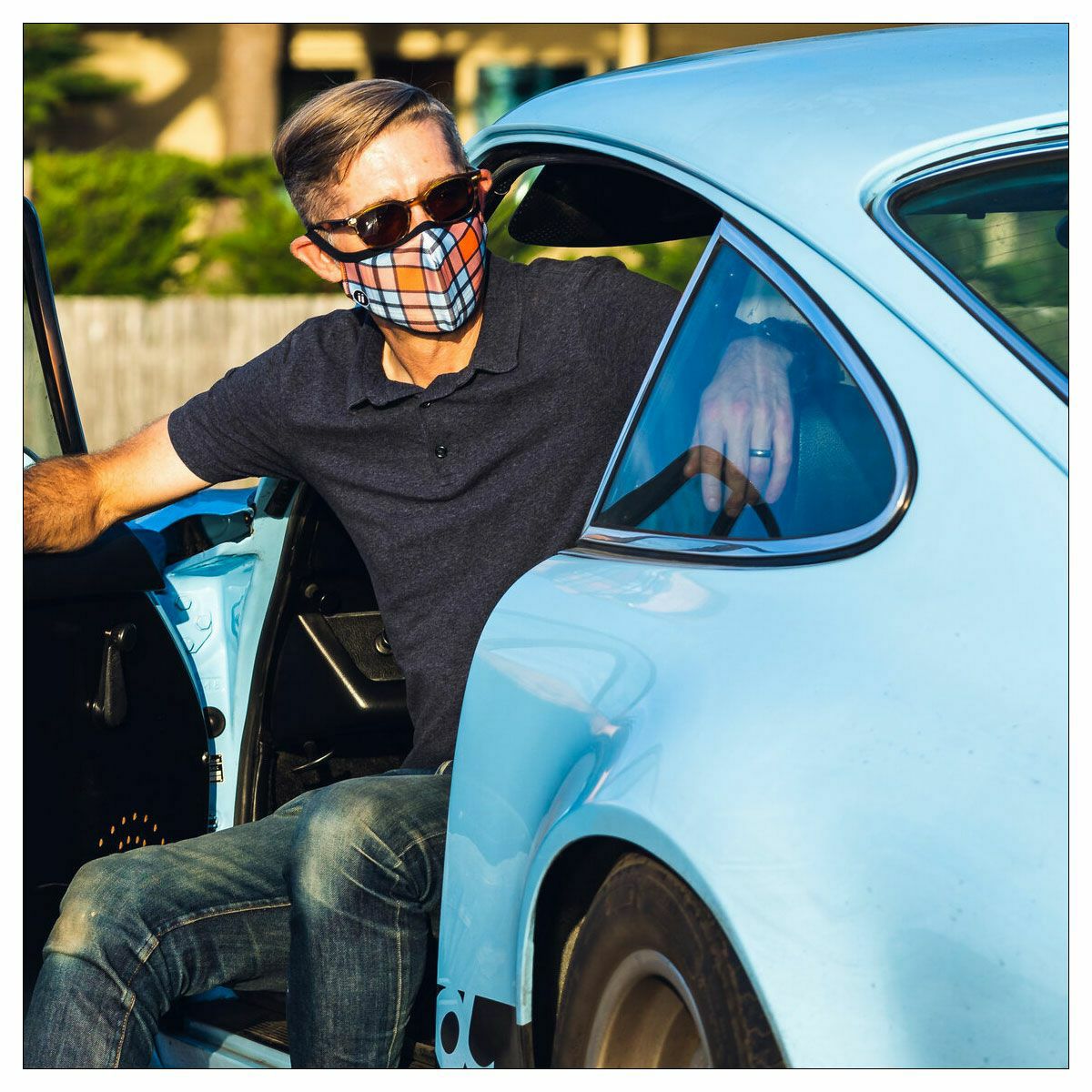 Striipe design｜Gulf Plaid マスク｜その他雑貨｜モデル着用