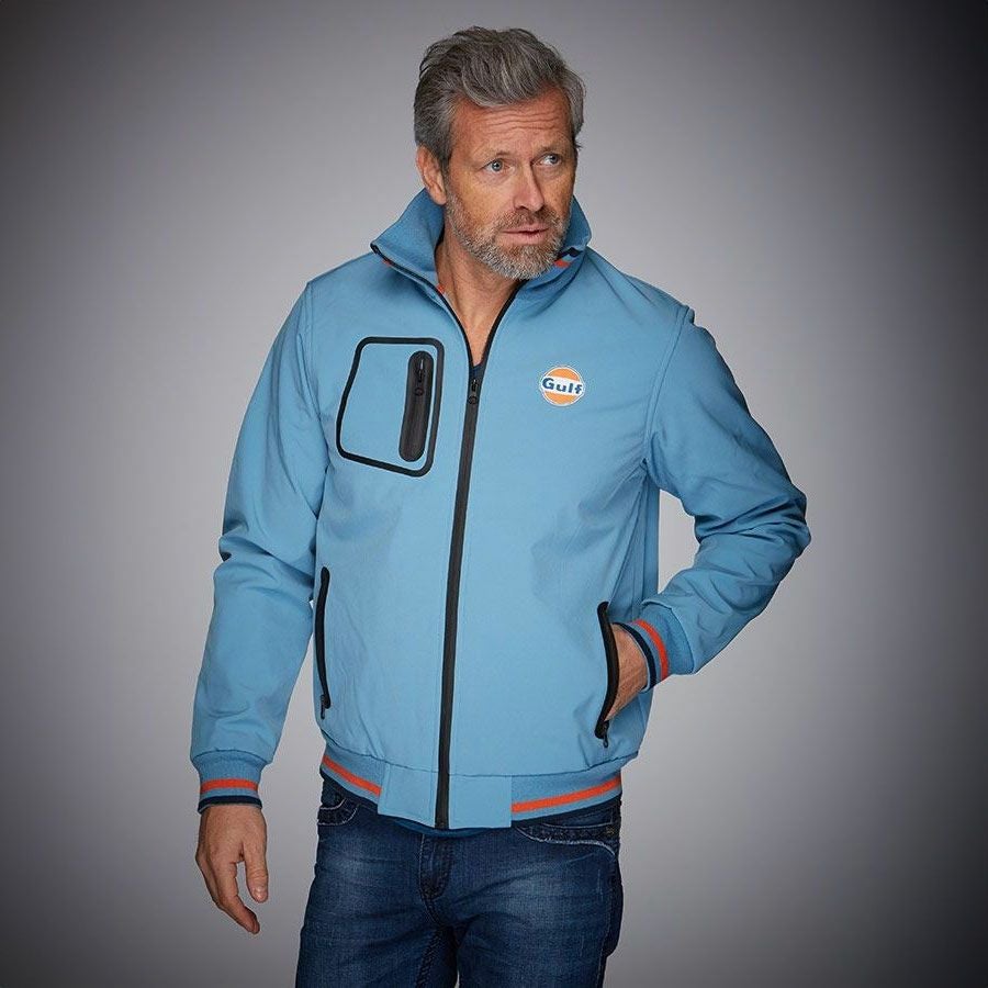 GULF｜ガルフ ソフトシェル ジャケット｜アウター｜ガルフブルー｜モデル着用