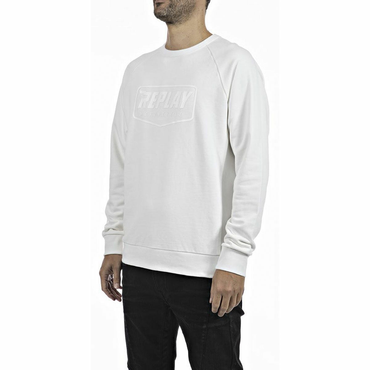 Replay｜ロゴ スウェットシャツ｜スウェット｜ホワイト｜モデル着用