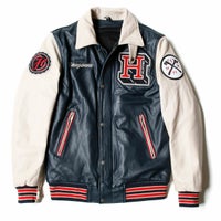 helstons｜シャイアン ラグ レザー ジャケット｜ネイビー×ベージュ