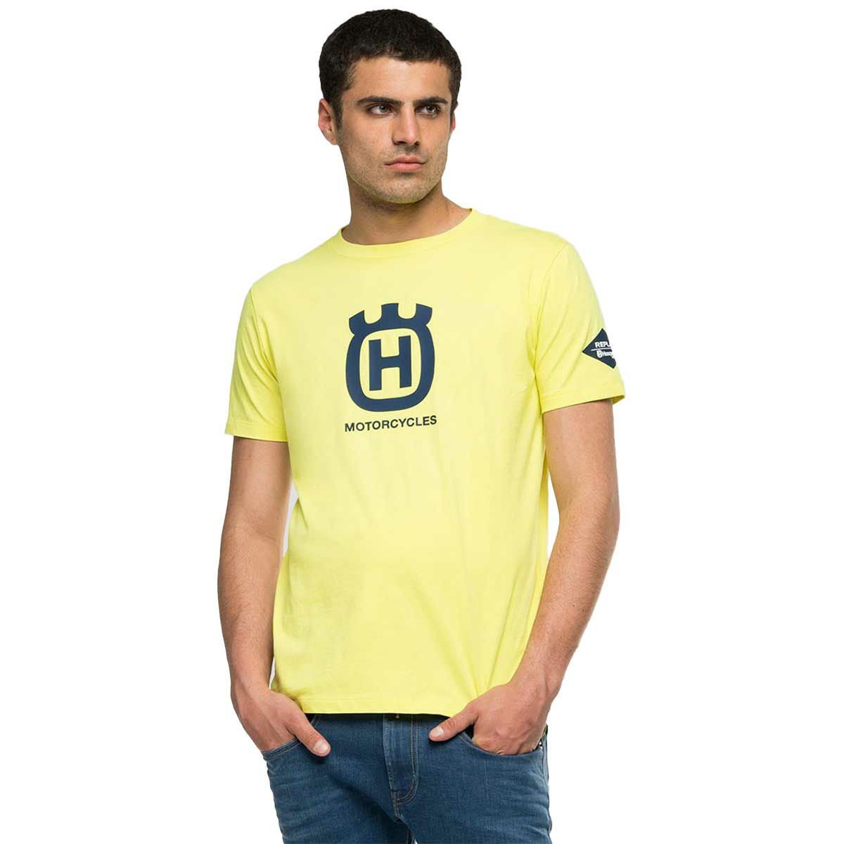 Replay｜オーガニック コットン Tシャツ｜ネオンイエロー｜モデル着用