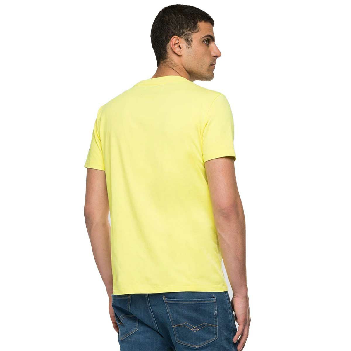 Replay｜オーガニック コットン Tシャツ｜ネオンイエロー｜モデル着用