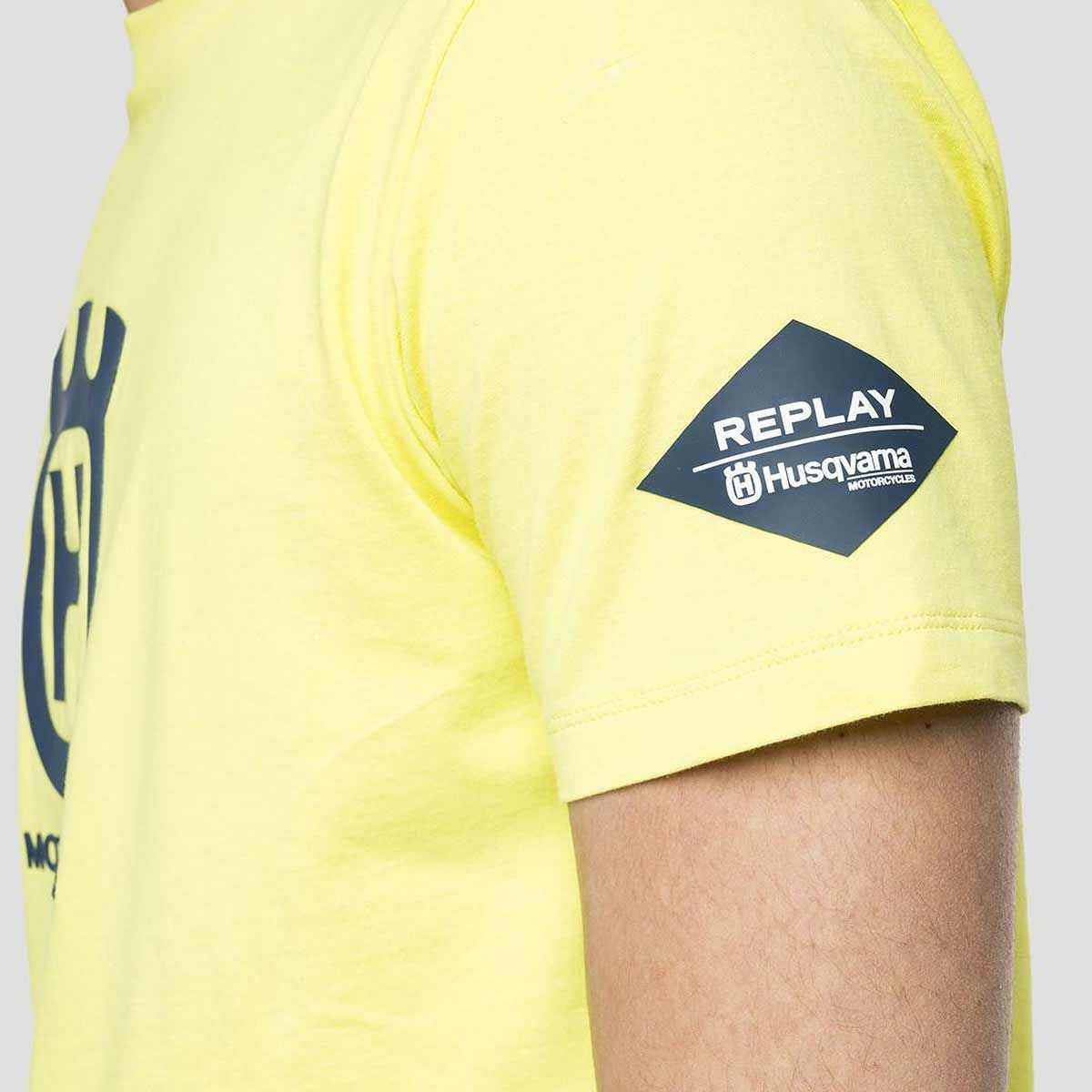 Replay｜オーガニック コットン Tシャツ｜ネオンイエロー｜モデル着用