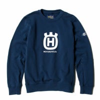 Replay｜クルーネック コットン スウェットシャツ｜ネイビーブルー