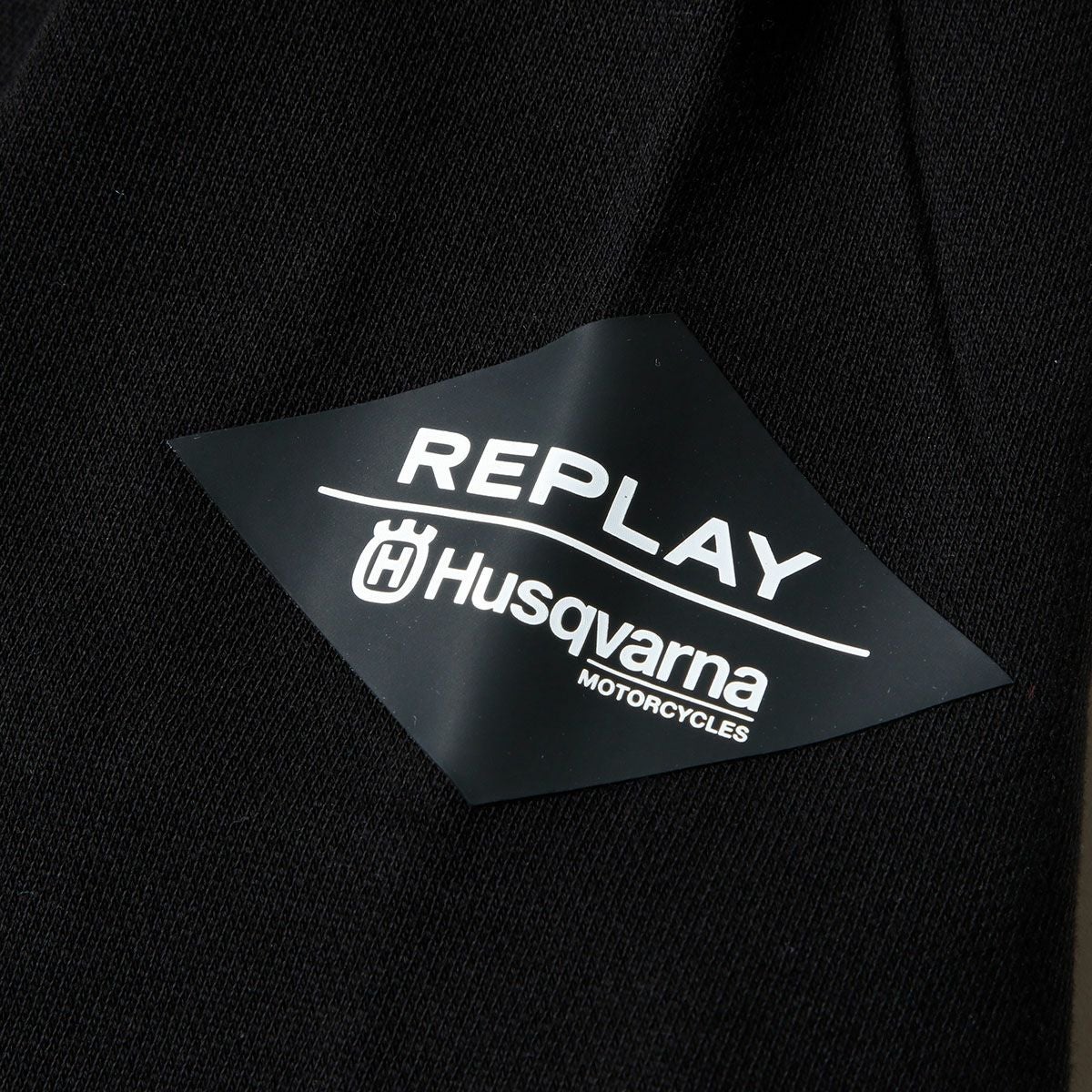 Replay｜クルーネック コットン スウェットシャツ｜ブラック