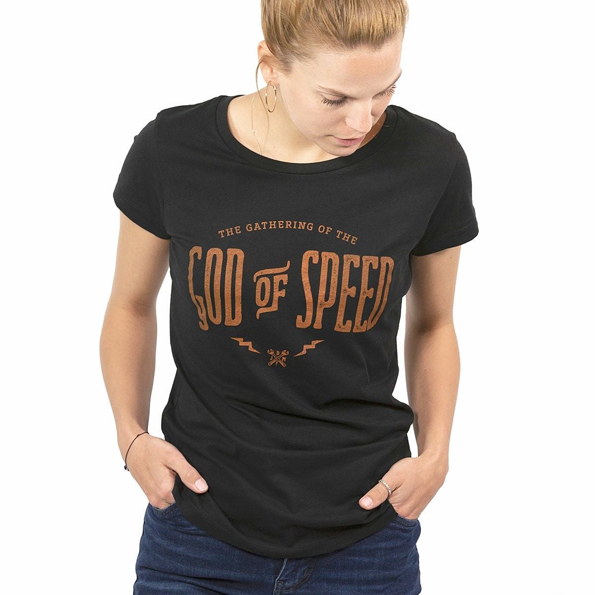 John Doe｜”ゴッド オブ スピード” Tシャツ ウーマン｜ブラック