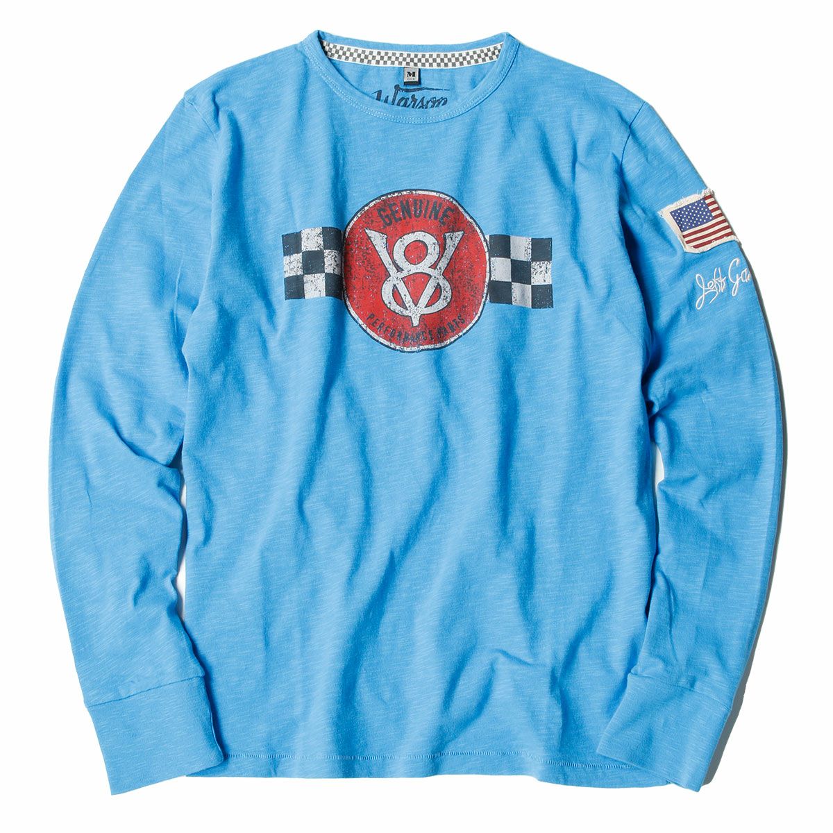 Warson Motors｜V8 ロングスリーブ シャツ｜スカイブルー