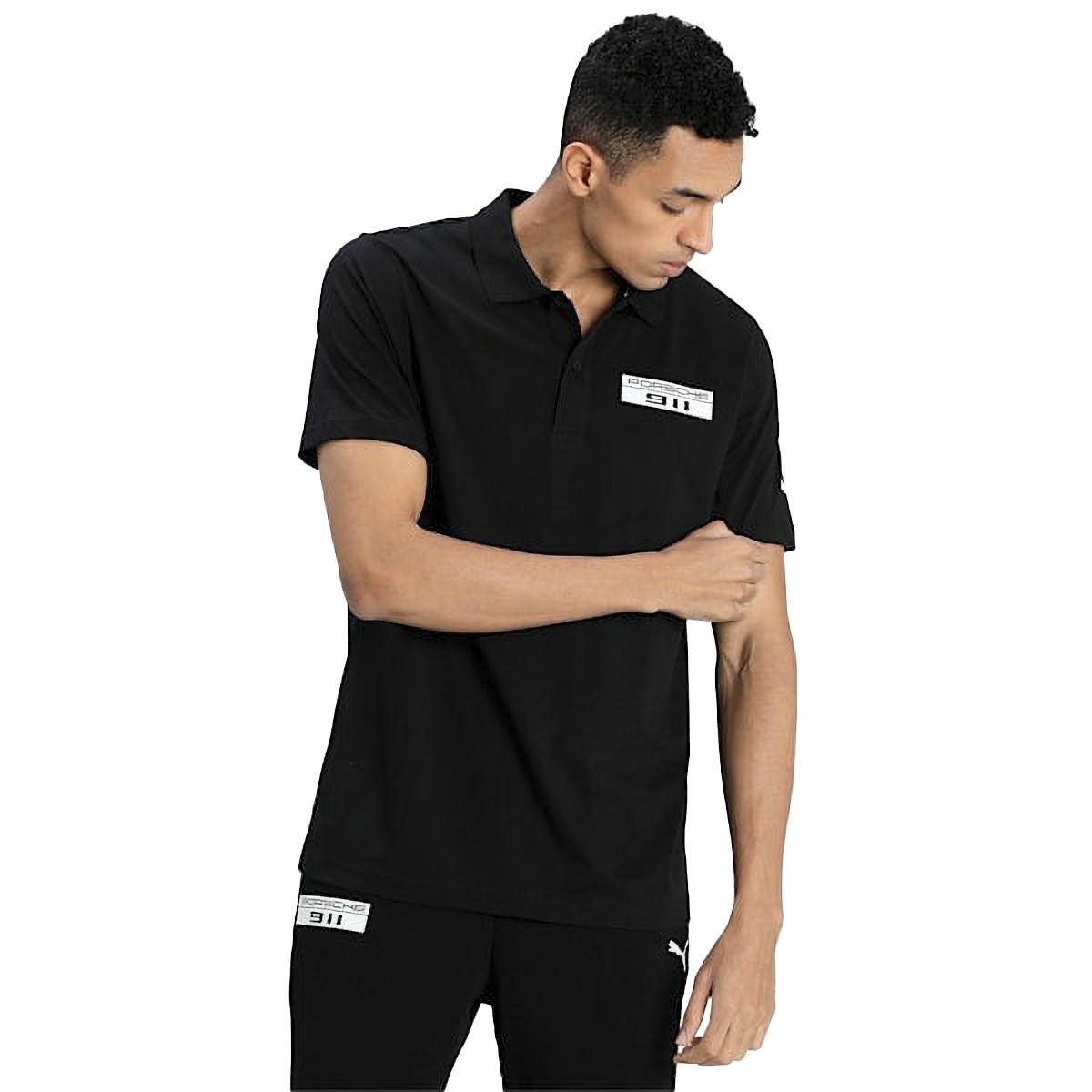 PORSCHE｜ポルシェ レガシー ベース スウェット ポロ｜ポロシャツ｜ブラック｜モデル着用