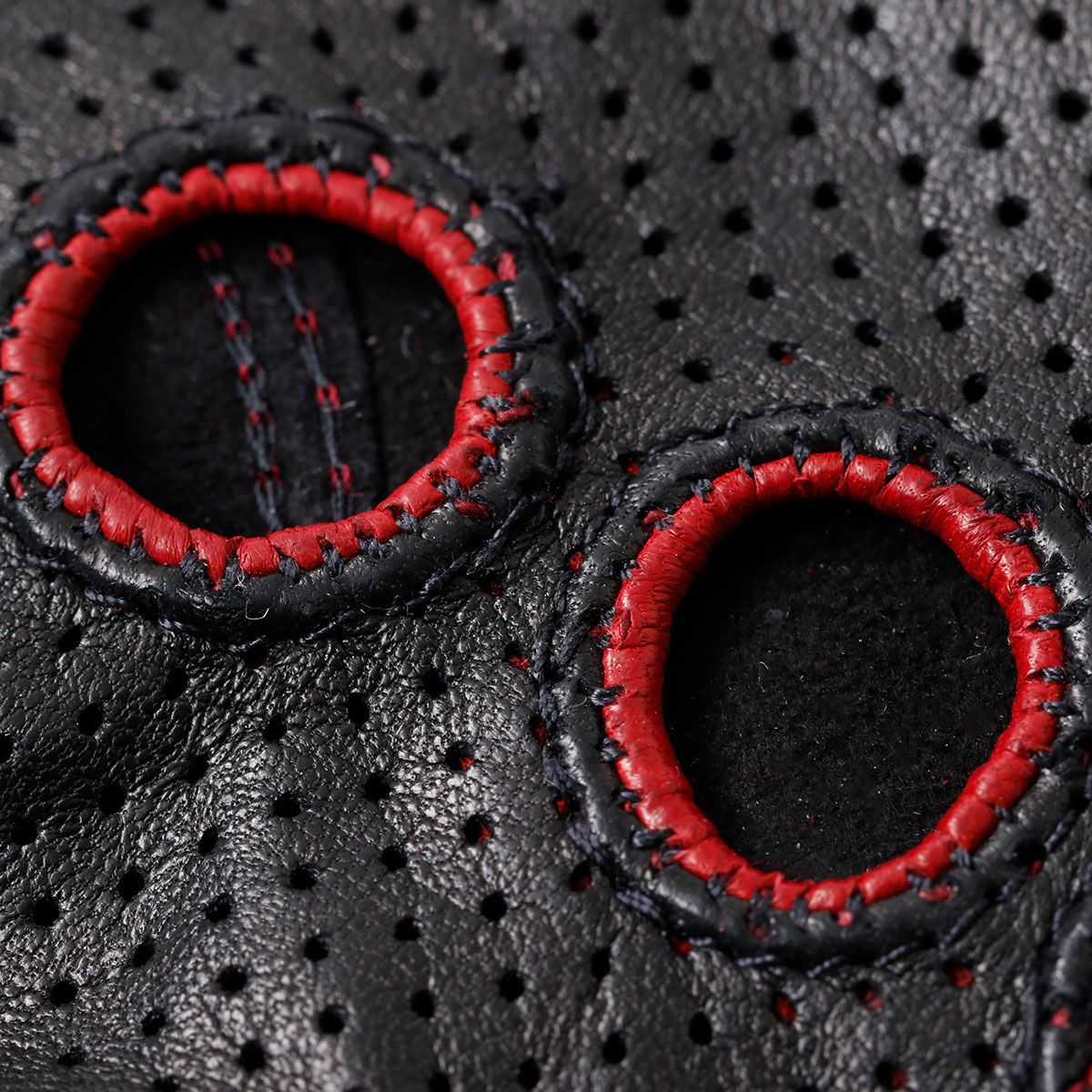 Motorimoda｜ナポリドライブ パンチングレザー｜ハーフ｜ブラック×レッド