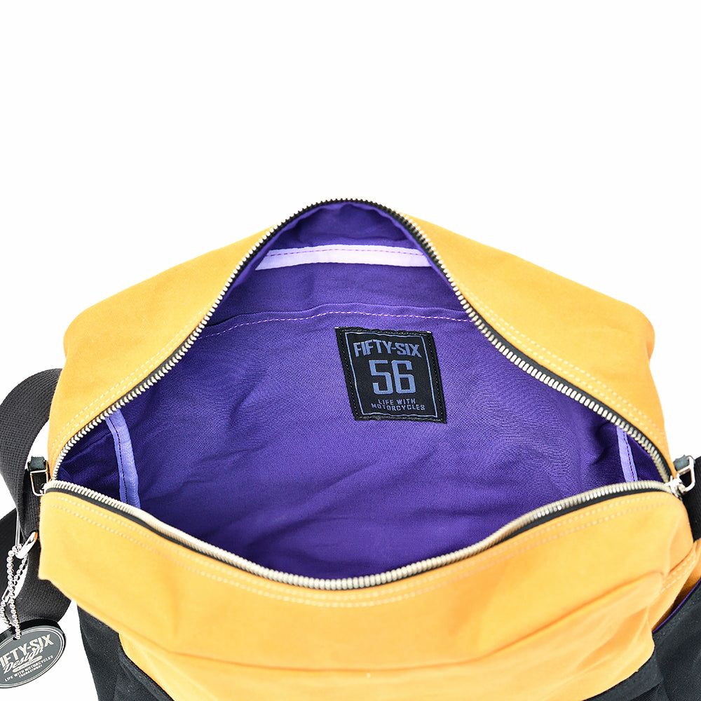 56design｜バイカラー キャンパス ショルダー バッグ｜マスタード×ブラック