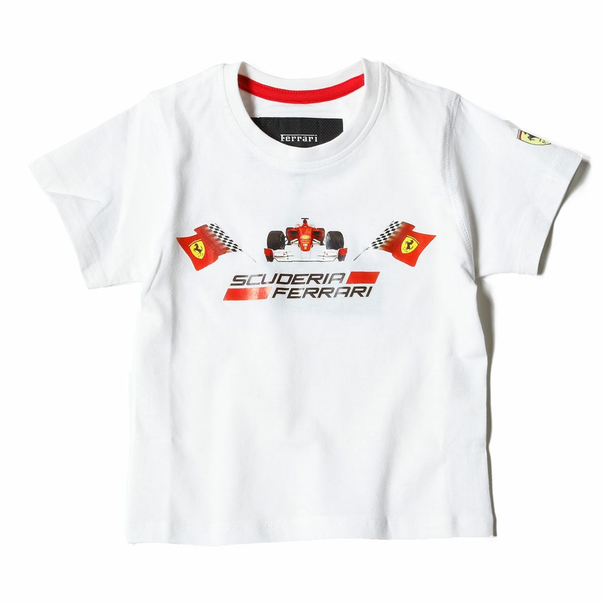 Ferrari｜フェラーリ フラッグ スクデット キッズ Tシャツ｜ホワイト