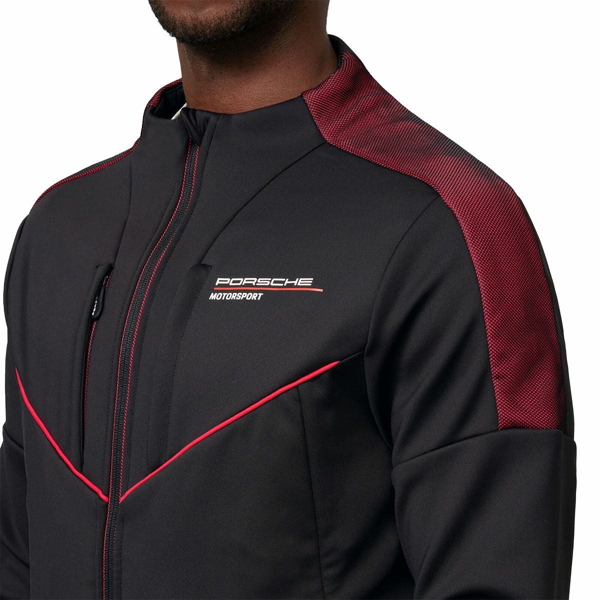 PORSCHE｜ポルシェ FW ソフトシェルジャケット｜アウター｜ブラック｜モデル着用