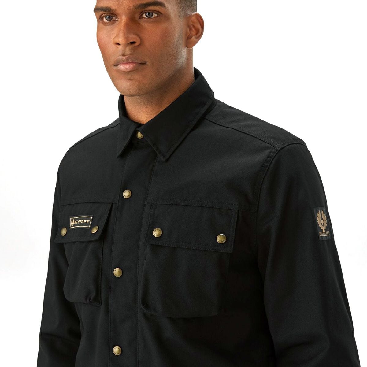 BELSTAFF｜マンション モーターサイクル シャツ｜ファブリック｜ブラック｜モデル着用