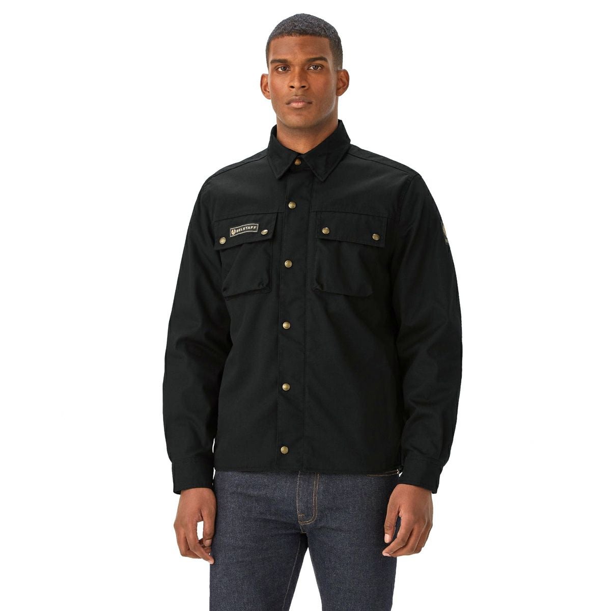 BELSTAFF｜マンション モーターサイクル シャツ｜ファブリック｜ブラック｜モデル着用