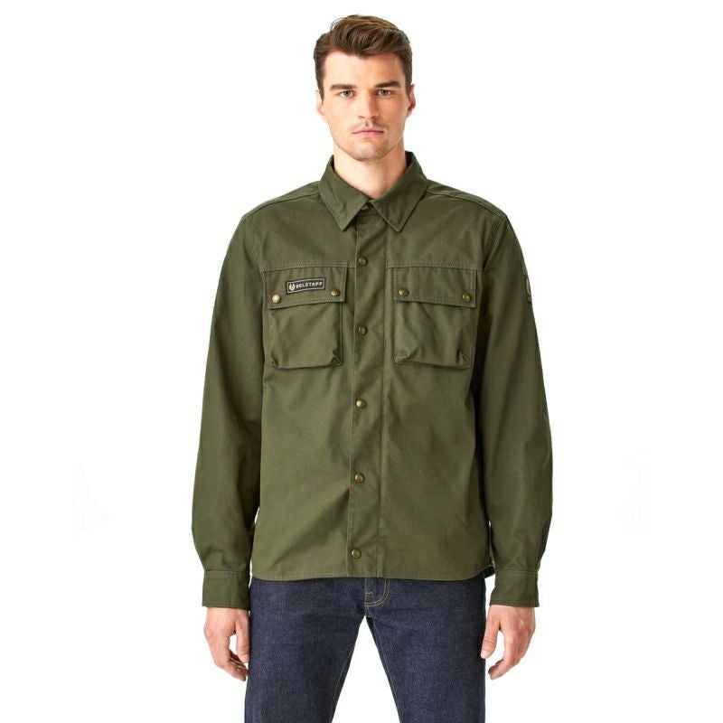 BELSTAFF｜マンション モーターサイクル シャツ｜ファブリック｜ベルスタッフオリーブ｜モデル着用
