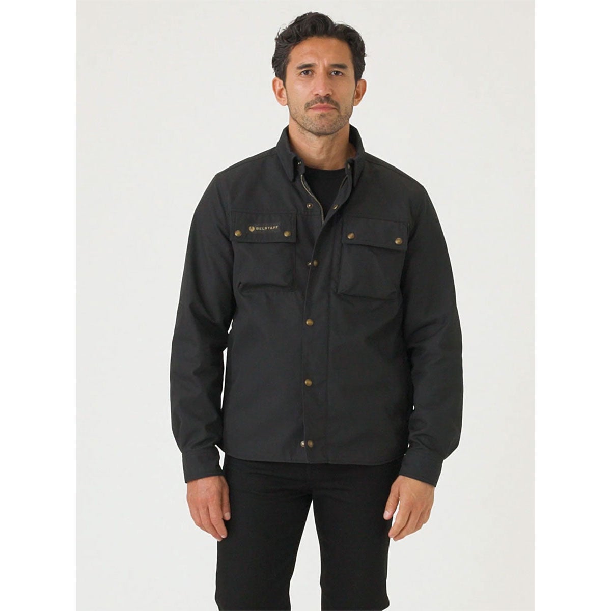BELSTAFF｜マンション モーターサイクル シャツ｜ファブリック｜ブラック｜モデル着用