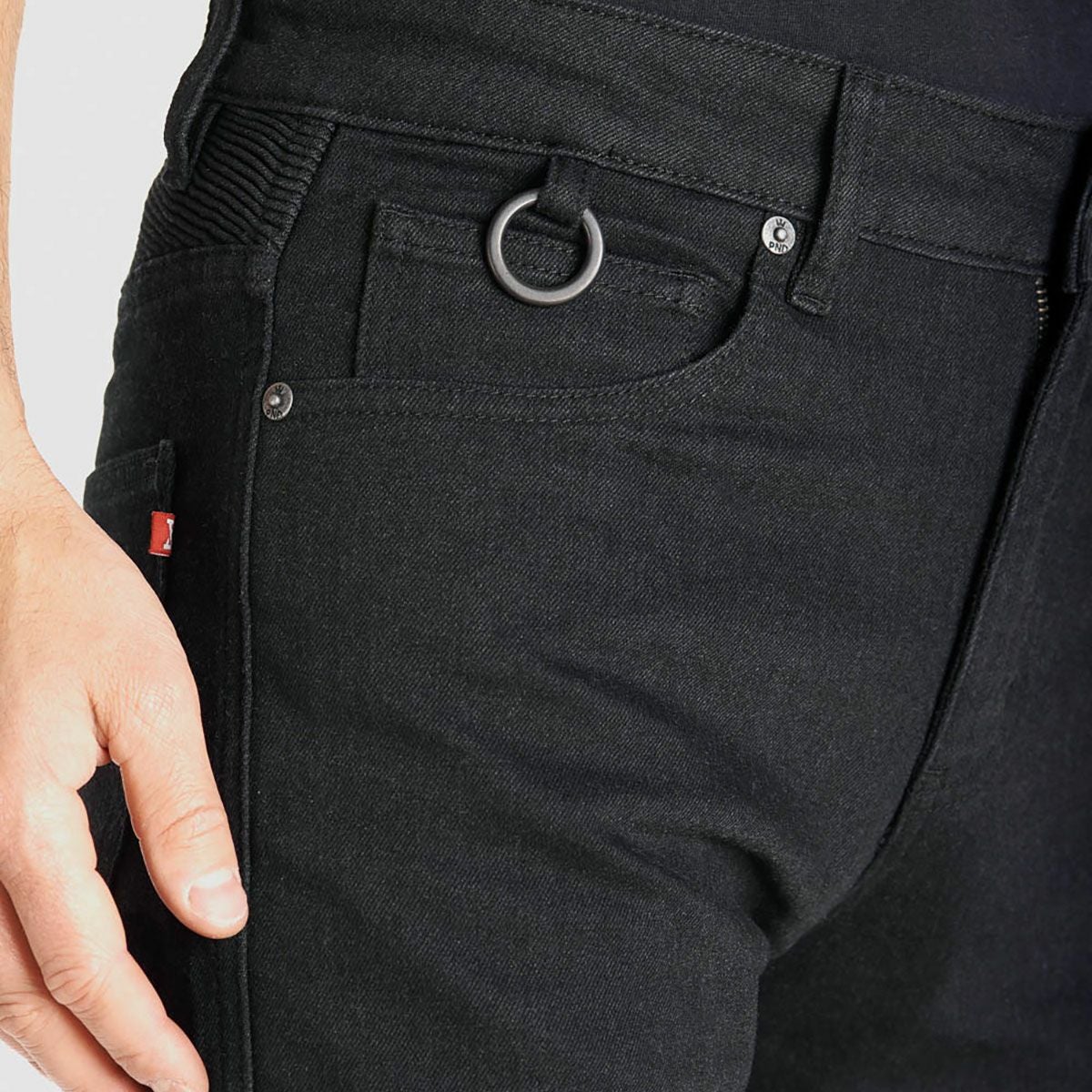 PANDO MOTO｜カール コア 02｜デニム｜ブラック｜モデル着用