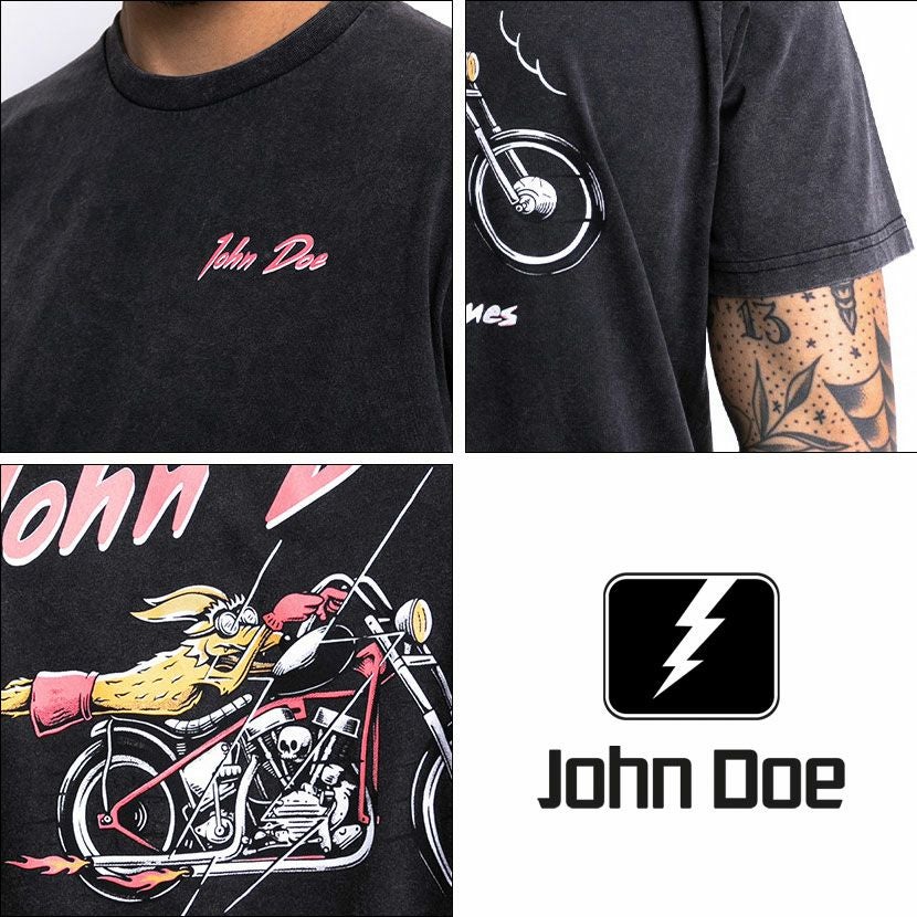 John Doe｜”ファスト タイム” Tシャツ｜ブラック｜モデル着用