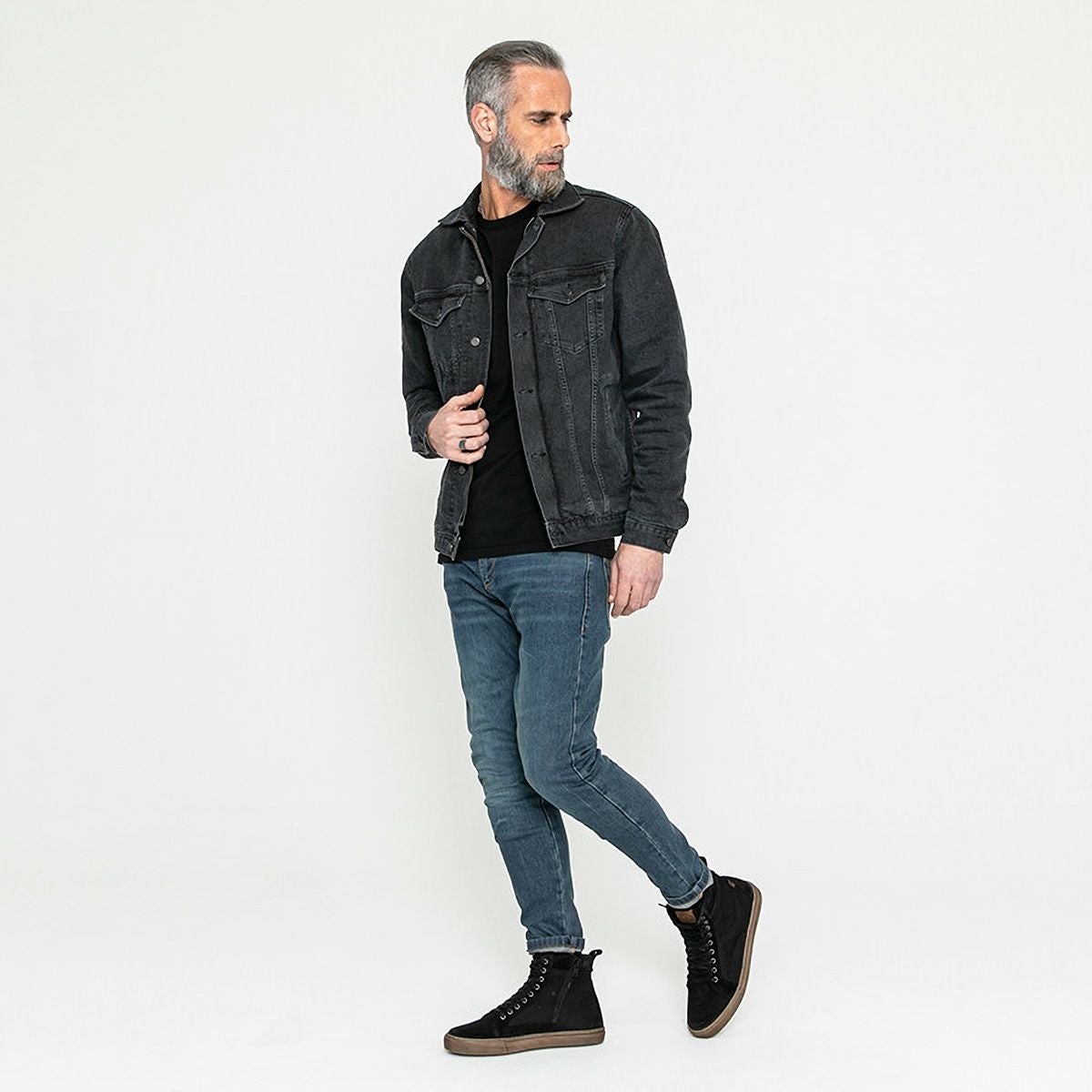 John Doe｜マーベリック ジャケット｜ファブリック｜ブラック｜モデル着用