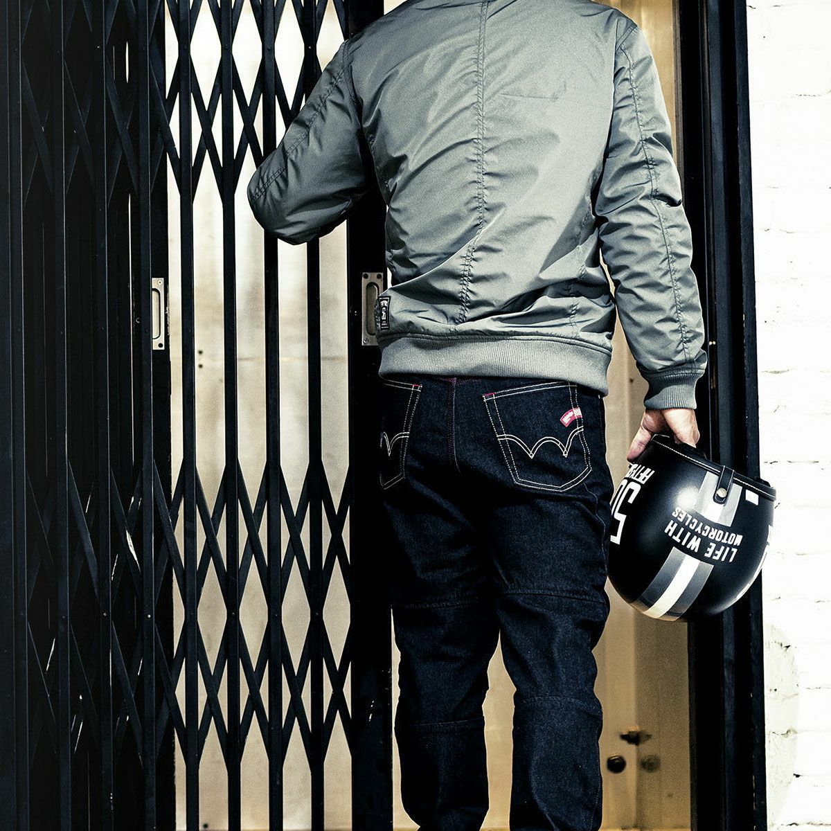 56design｜エドウィン コラボ 3D フィット ワイルドファイア デニム コーデュラ｜デニム｜One Wash｜モデル着用