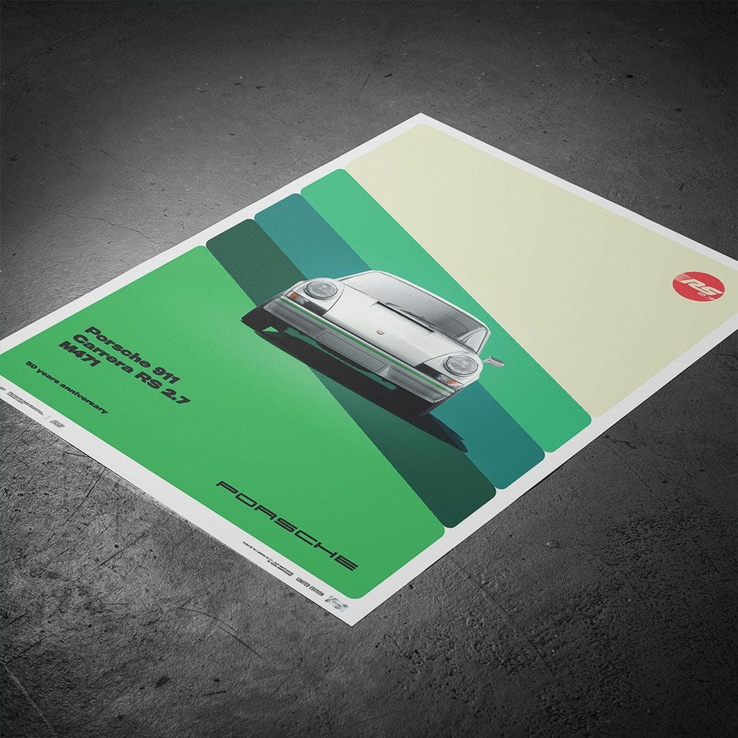 ポルシェ Carrera 911 ポスター PORSCHE 911 CARRERA RS 2.7 WHITE 50TH リミテッド エディション