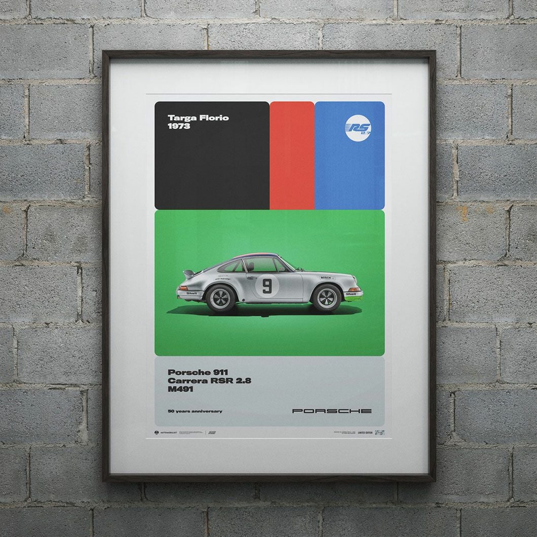 ポルシェ Carrera 911 ポスター PORSCHE 911 CARRERA RSR 2.8 TARGA FLORIO 50TH リミテッド