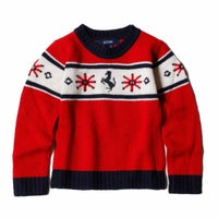 Ferrari｜フェラーリ キッズ ウール ジャガード ラウンドネック セーター｜ニット｜レッド