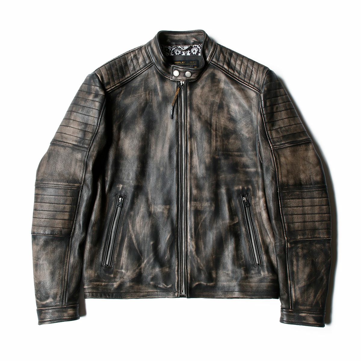 Replay｜シープレザースプレーペイントジャケット｜レザー