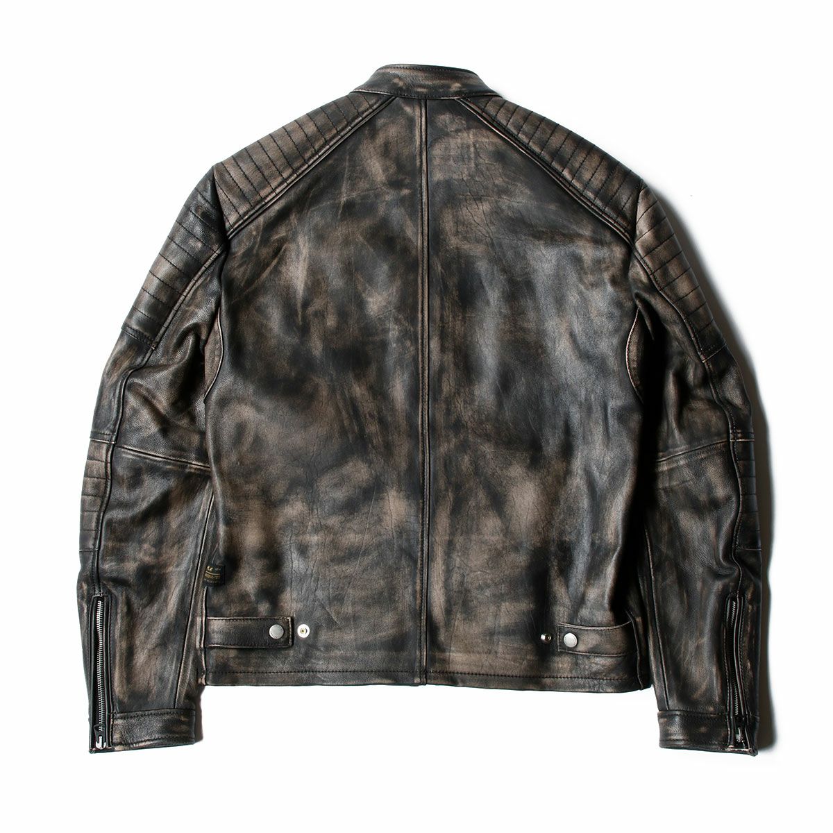 Replay｜シープレザースプレーペイントジャケット｜レザー｜ライトブラウン/ブラック