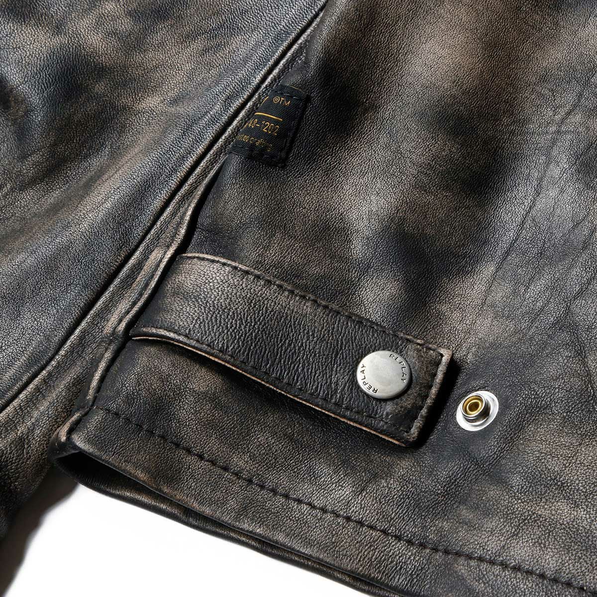 Replay｜シープレザースプレーペイントジャケット｜レザー｜ライトブラウン/ブラック