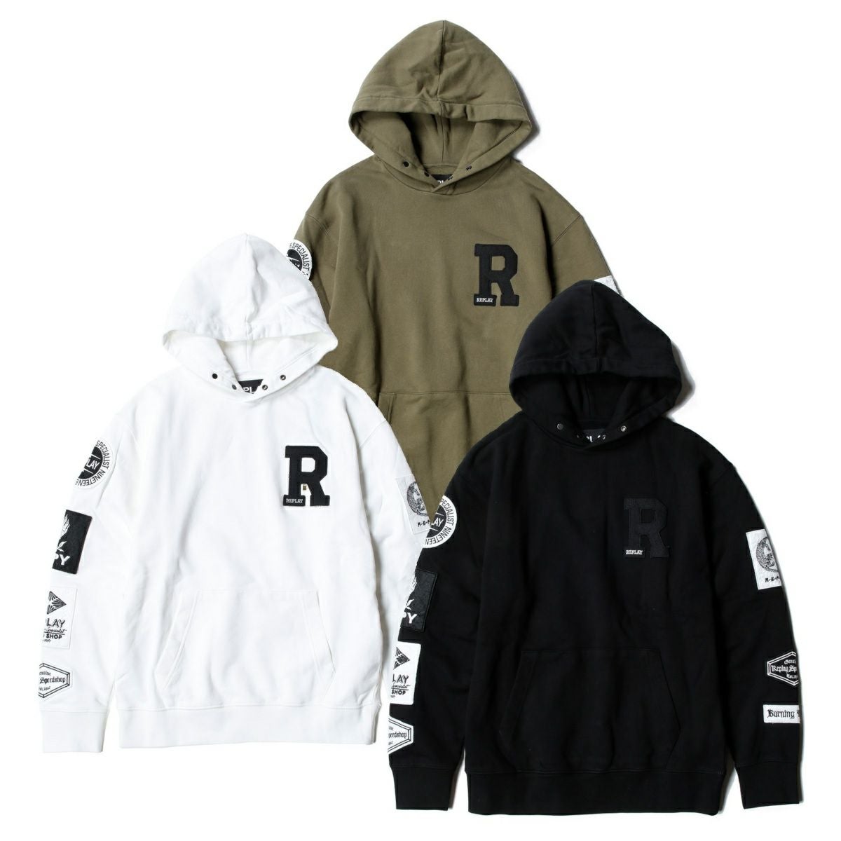 Replay｜フーディ ウィズ バイカー パッチ｜