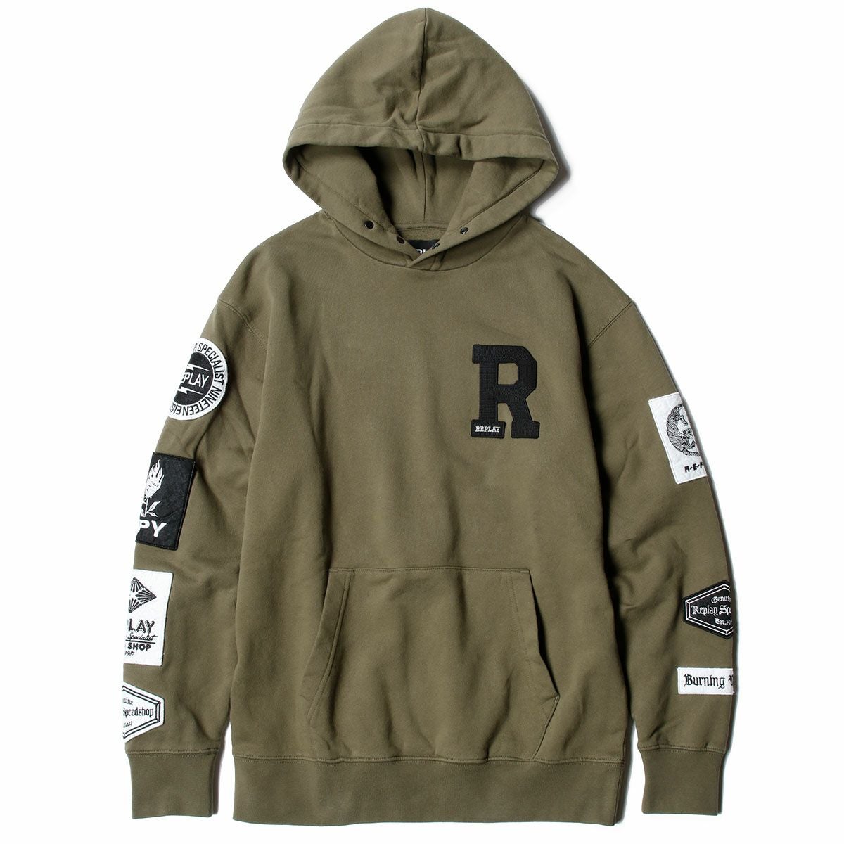 Replay｜フーディ ウィズ バイカー パッチ｜ライトミリタリー