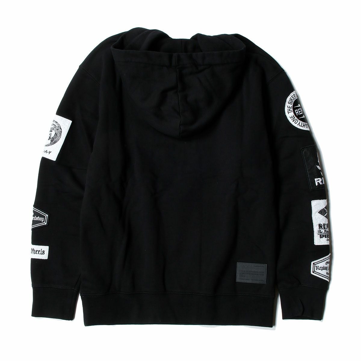 Replay｜フーディ ウィズ バイカー パッチ｜ブラック