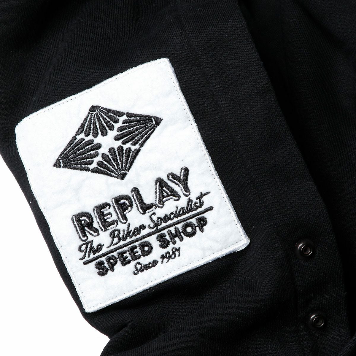 Replay｜フーディ ウィズ バイカー パッチ｜ブラック