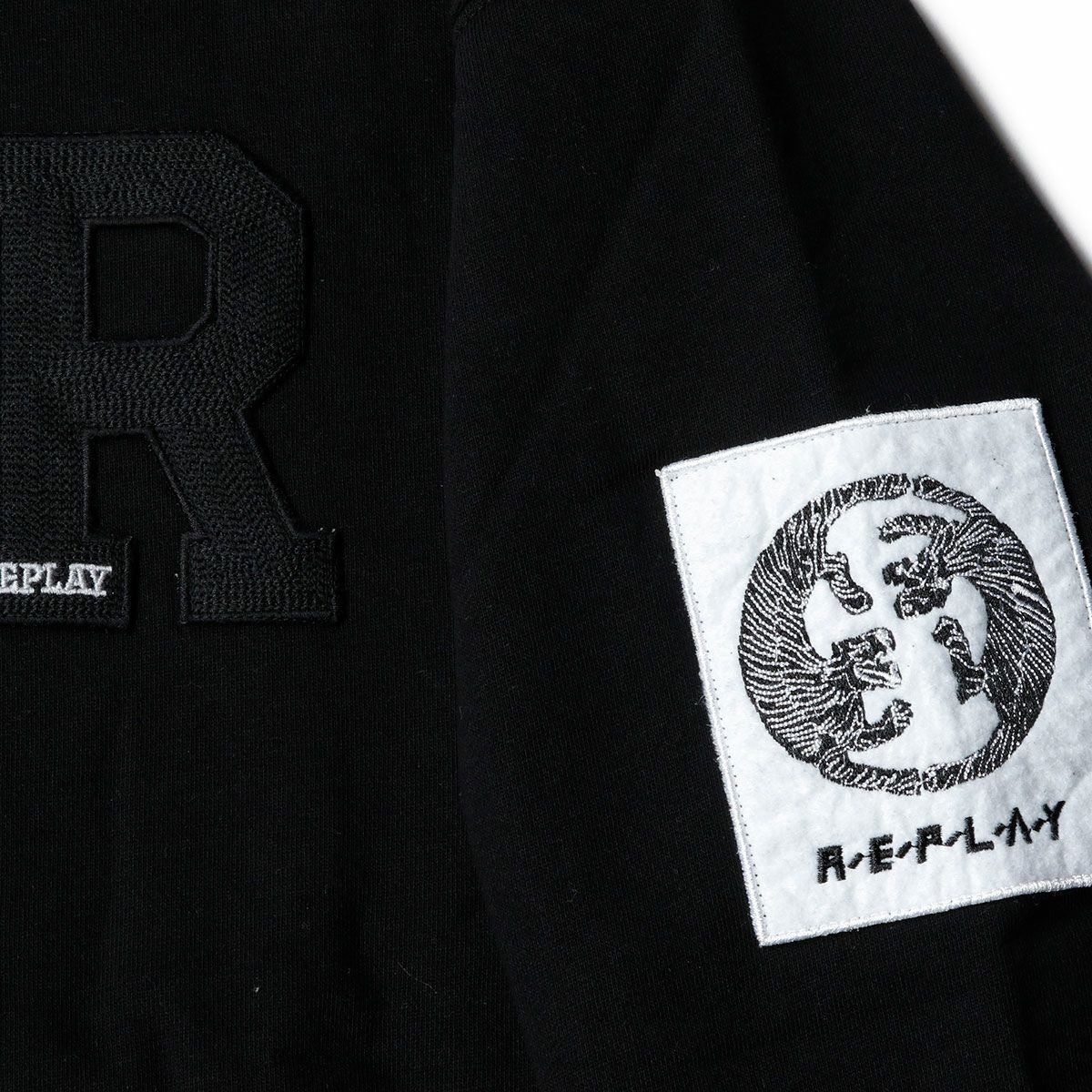 Replay｜フーディ ウィズ バイカー パッチ｜ブラック