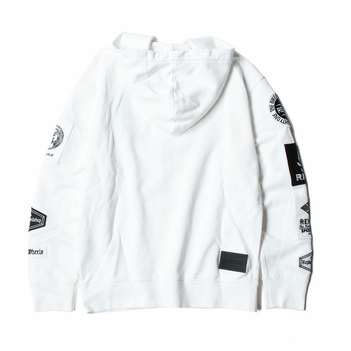 Replay｜フーディ ウィズ バイカー パッチ｜チョーク