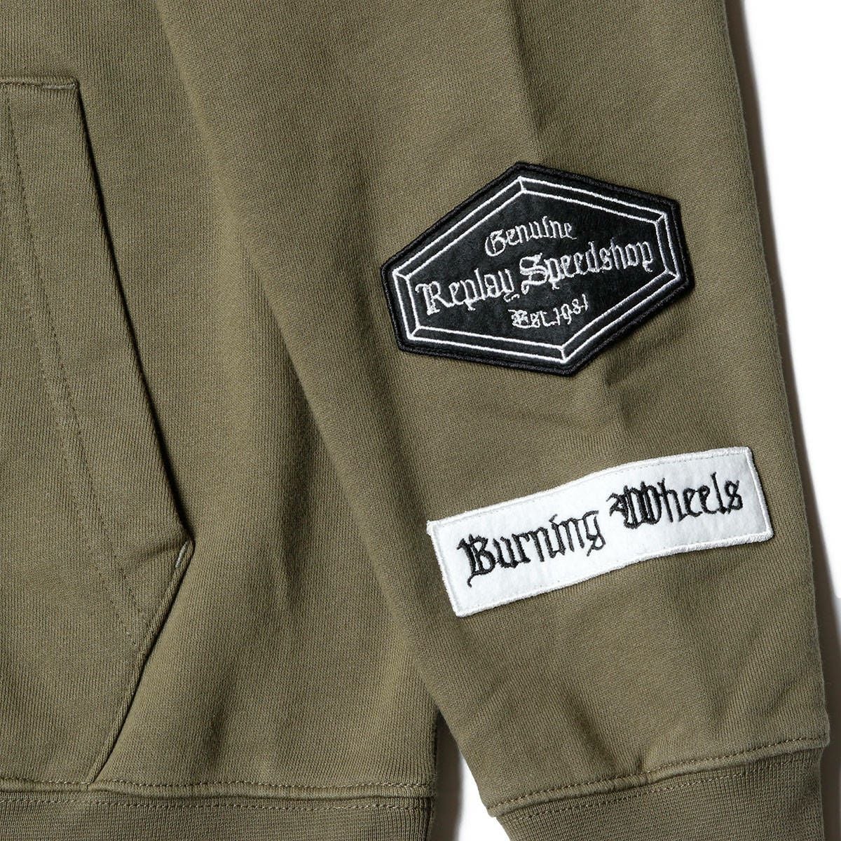 Replay｜フーディ ウィズ バイカー パッチ｜ライトミリタリー