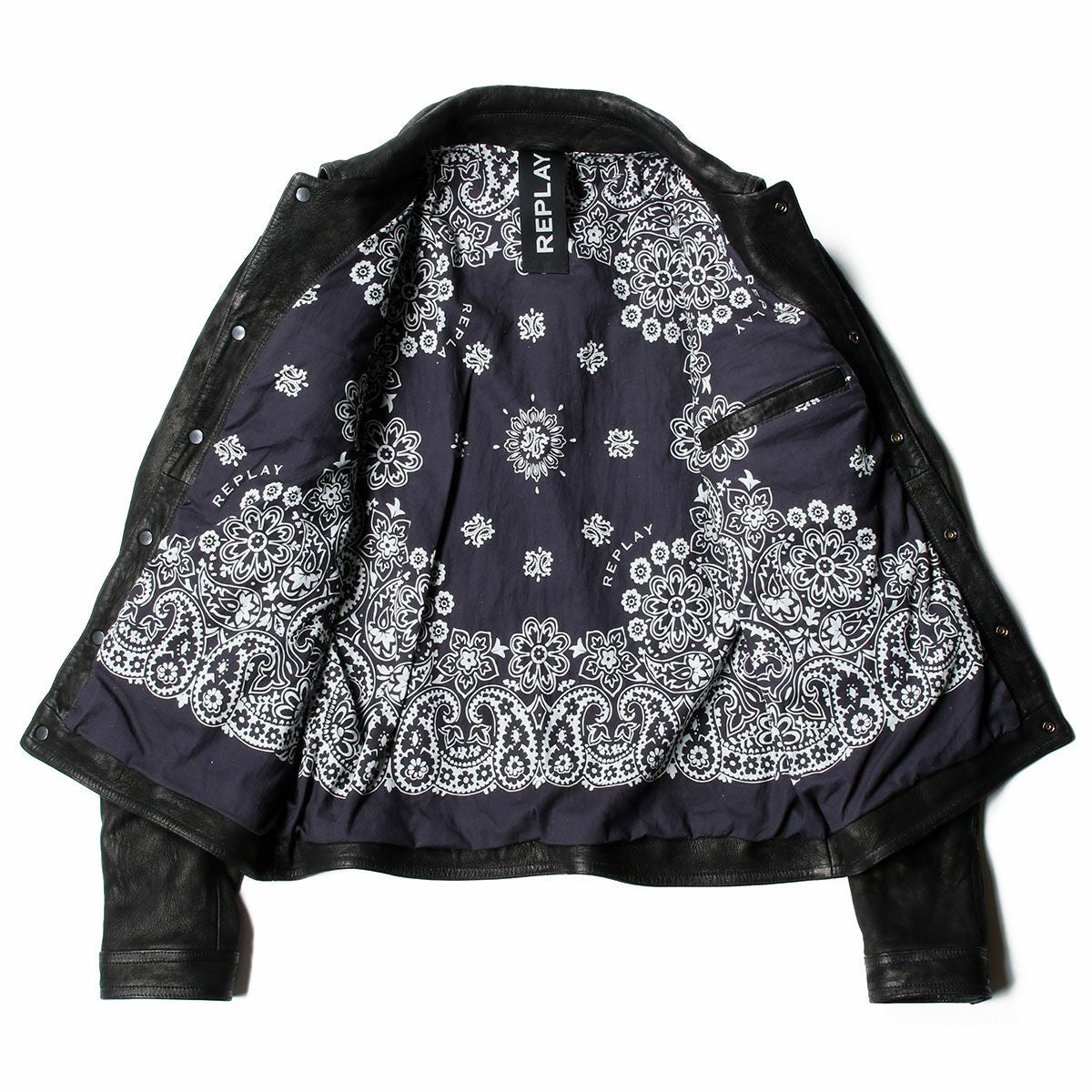 Replay｜レザー ジャケット ウィズ ボタン｜ライトミリタリー